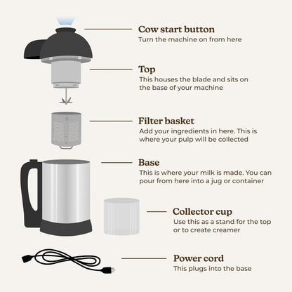 Nut Milk Maker Machine, Plant Based Milk Maker for Homemade Almond, Oat, Cashew Nut Milk, Soy Milk, Dairy Free Beverages, Stainless Steel Food Machines, 5-6 Cups per Batch, 120V