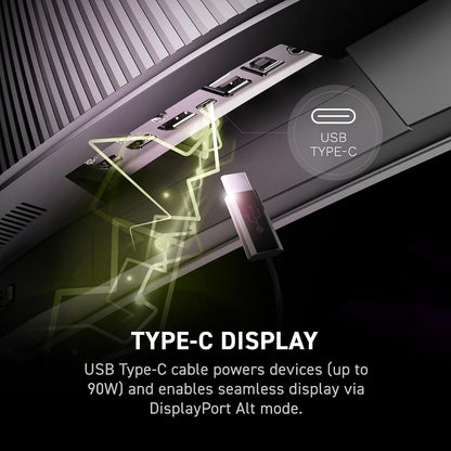 MAG341CQP QD-OLED, 34 Curved Gaming Monitor, 3440 X 1440 (UWQHD), OLED 0.03Ms Response Time, 175Hz, True Black HDR 400, HDMI, DP Port, USB Type C, Tilt, Height