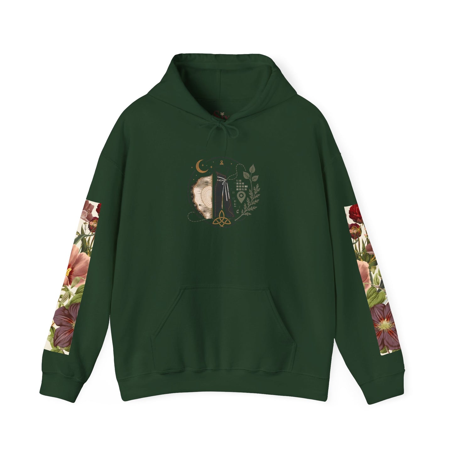 Floral 'Six Sells' Logo Hoodie — Women's Boutique Floral Sleeve Hooded Sweatshirt