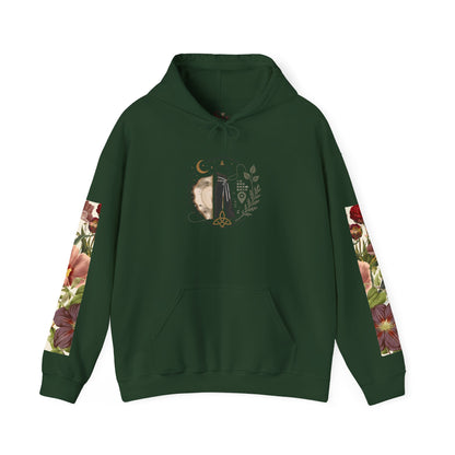 Floral 'Six Sells' Logo Hoodie — Women's Boutique Floral Sleeve Hooded Sweatshirt