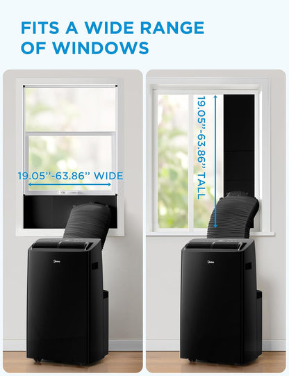 Duo 14,000 BTU (12,000 BTU SACC) HE Inverter Ultra Quiet Portable Air Conditioner, Cools up to 550 Sq. Ft, Works with Alexa/Google Assistant, Includes Remote Control & Window Kit, Black