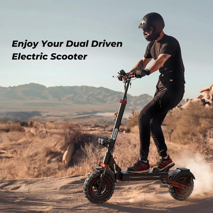 Electric Scooter for Adults, 1000W Rear Motor, up to 45 Km/H, 35–50 Km Range, Off-Road Pneumatic Tires, Dual Suspension, Disc Brakes, Foldable Commuter E-Scooter