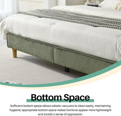 Upholstered Bed Frame with Velvet Upholstered Headboard, No Springs, Easy to Assemble, Strong Wooden Slats, Non-Slip and No Noise (Turtle, King (U.S. Standard))