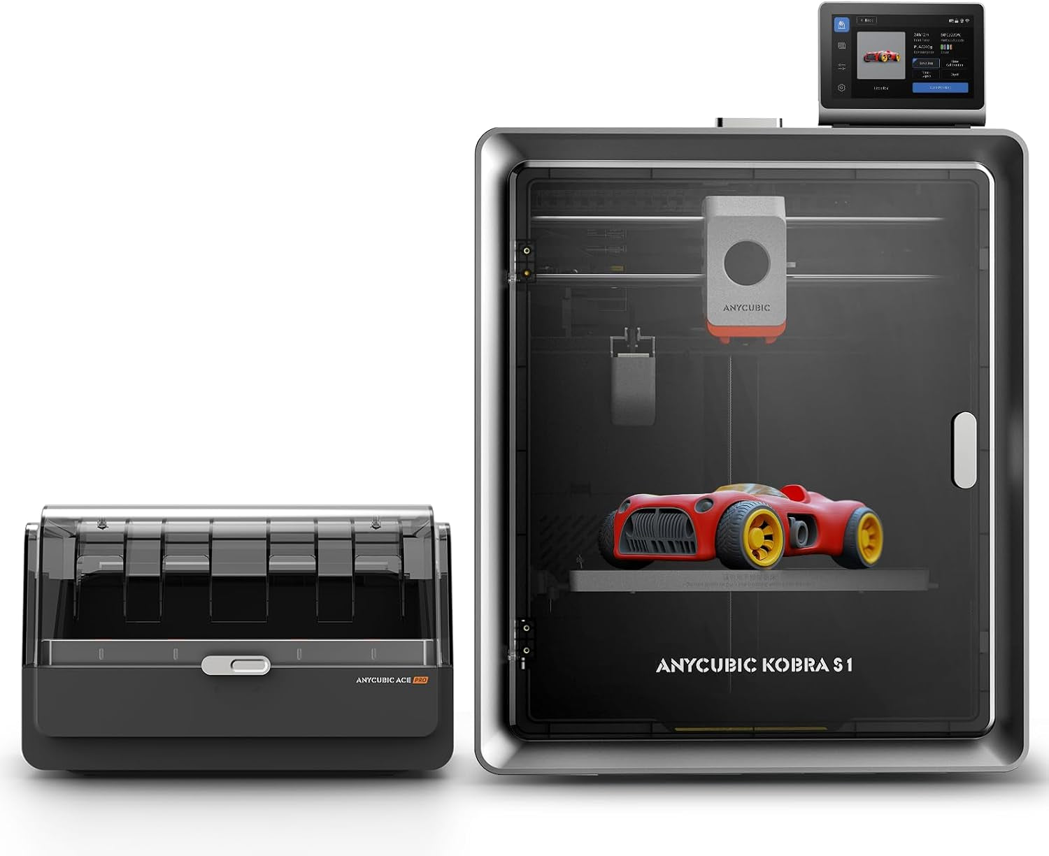 Kobra S1 Combo 3D Printer, 4 Stunning Multicolor with  ACE PRO, 600Mm/S High Speed and 320℃ Hotend Free-Clog Extruder, Intelligent Drying While Printing, Built-In Camera 250*250*250Mm