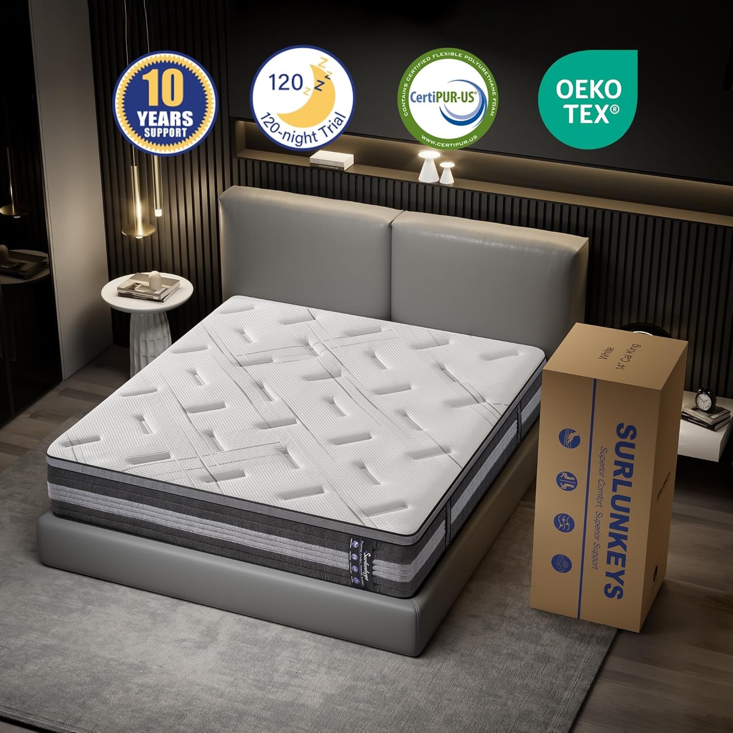 14 Inch Hybrid Mattress - King Size Mattress Medium Firm with Memory Foam, Individual Pocket Springs for Motion Isolation, Enhanced Edge Support, White