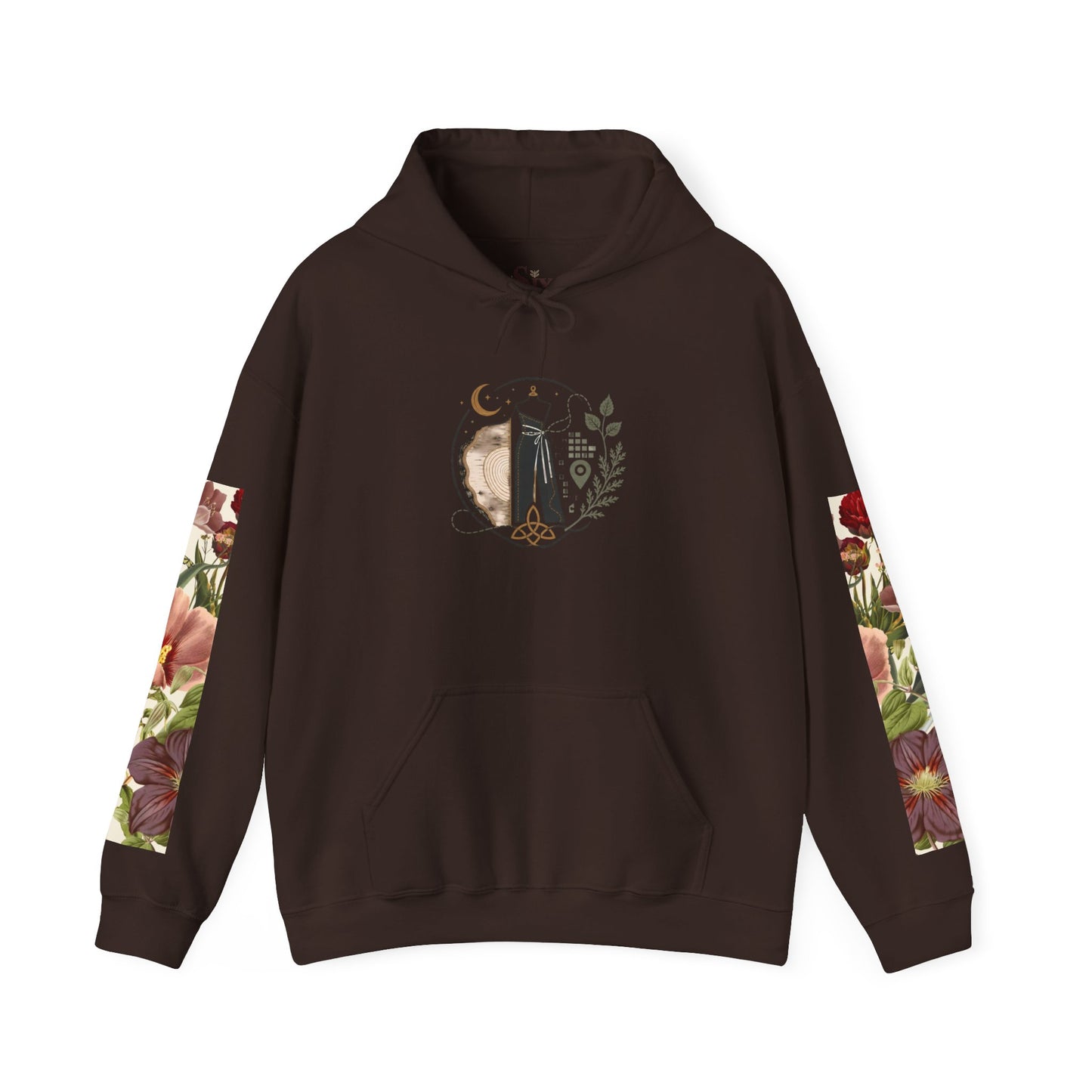 Floral 'Six Sells' Logo Hoodie — Women's Boutique Floral Sleeve Hooded Sweatshirt