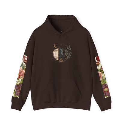 Floral 'Six Sells' Logo Hoodie — Women's Boutique Floral Sleeve Hooded Sweatshirt