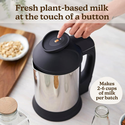 Nut Milk Maker Machine, Plant Based Milk Maker for Homemade Almond, Oat, Cashew Nut Milk, Soy Milk, Dairy Free Beverages, Stainless Steel Food Machines, 5-6 Cups per Batch, 120V