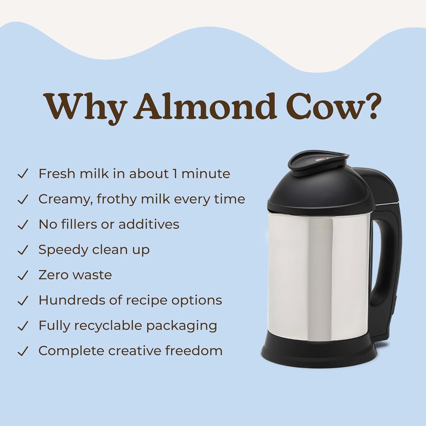 Nut Milk Maker Machine, Plant Based Milk Maker for Homemade Almond, Oat, Cashew Nut Milk, Soy Milk, Dairy Free Beverages, Stainless Steel Food Machines, 5-6 Cups per Batch, 120V