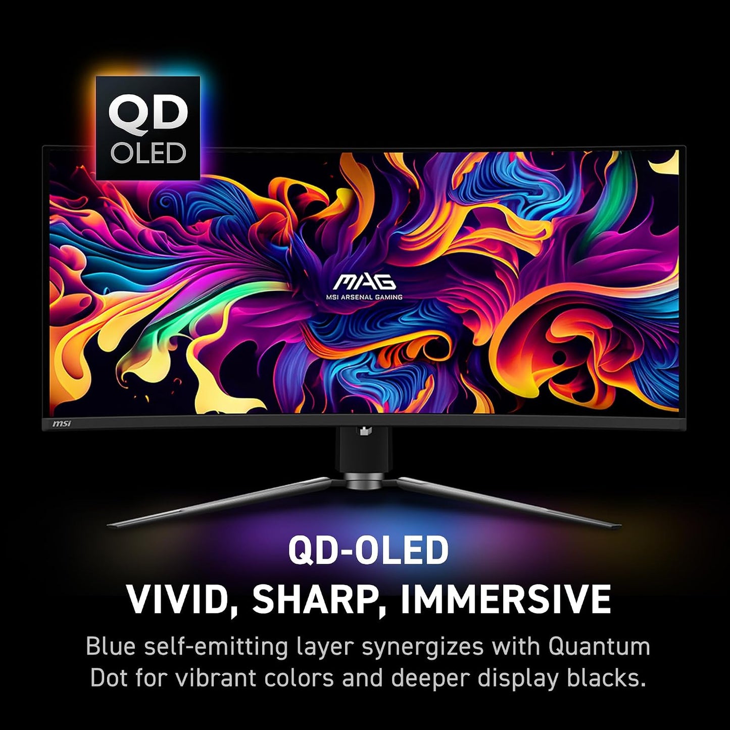 MAG341CQP QD-OLED, 34 Curved Gaming Monitor, 3440 X 1440 (UWQHD), OLED 0.03Ms Response Time, 175Hz, True Black HDR 400, HDMI, DP Port, USB Type C, Tilt, Height