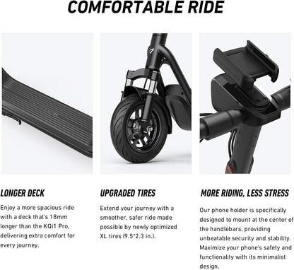 Kqi 100P/100F/200P/200F/Air Electric Scooter Adult - E Scooter with Suspension, 600-700W Peak Power, 29-54 KM Max Range, Top Speed 28-32 KM/H, Commuting E-Scooter