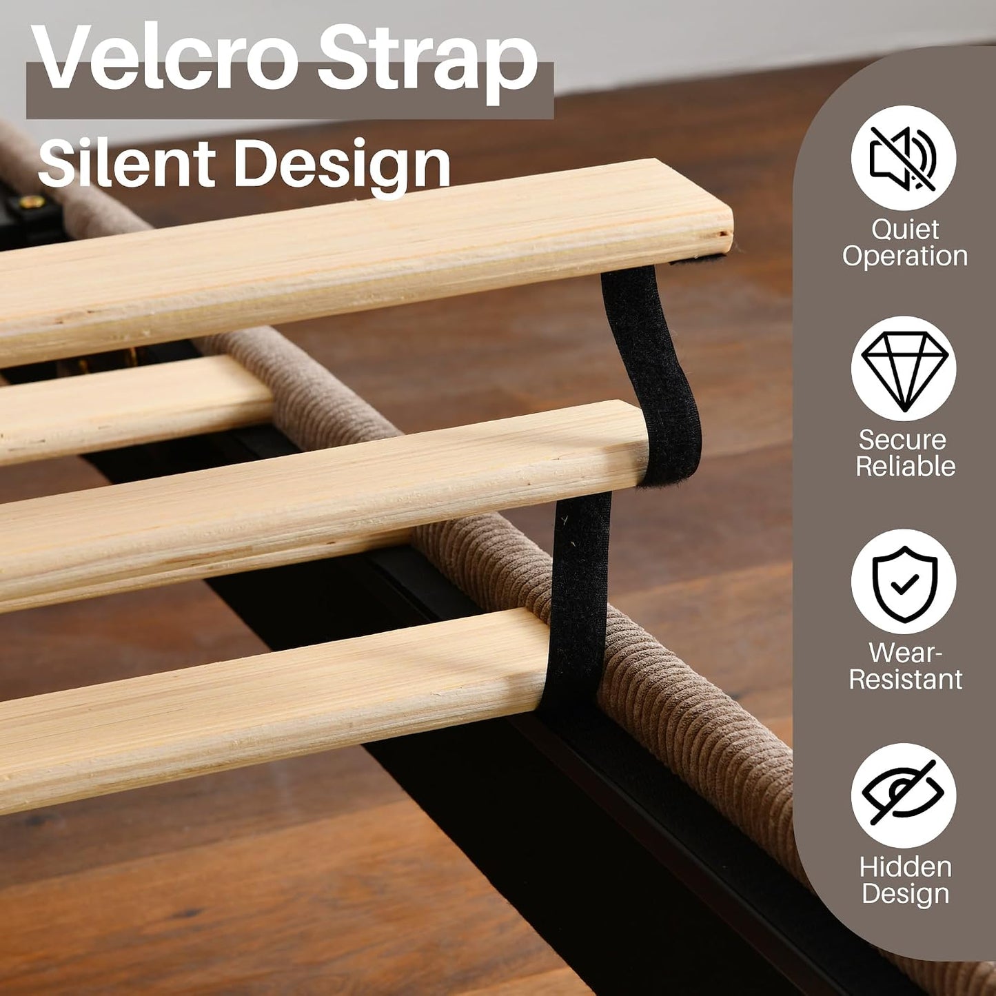Upholstered Bed Frame with Velvet Upholstered Headboard, No Springs, Easy to Assemble, Strong Wooden Slats, Non-Slip and No Noise (Mink, King (U.S. Standard))