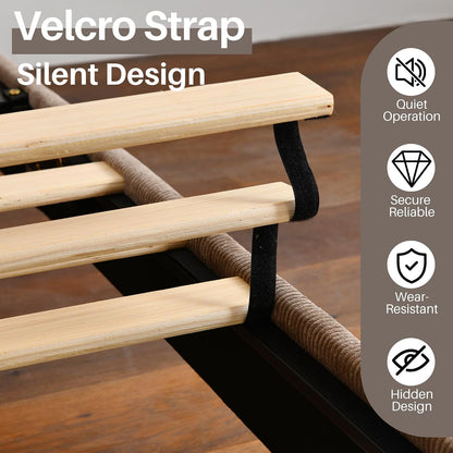 Upholstered Bed Frame with Velvet Upholstered Headboard, No Springs, Easy to Assemble, Strong Wooden Slats, Non-Slip and No Noise (Mink, King (U.S. Standard))