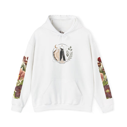 Floral 'Six Sells' Logo Hoodie — Women's Boutique Floral Sleeve Hooded Sweatshirt