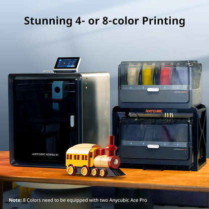 Kobra S1 Combo 3D Printer, 4 Stunning Multicolor with  ACE PRO, 600Mm/S High Speed and 320℃ Hotend Free-Clog Extruder, Intelligent Drying While Printing, Built-In Camera 250*250*250Mm