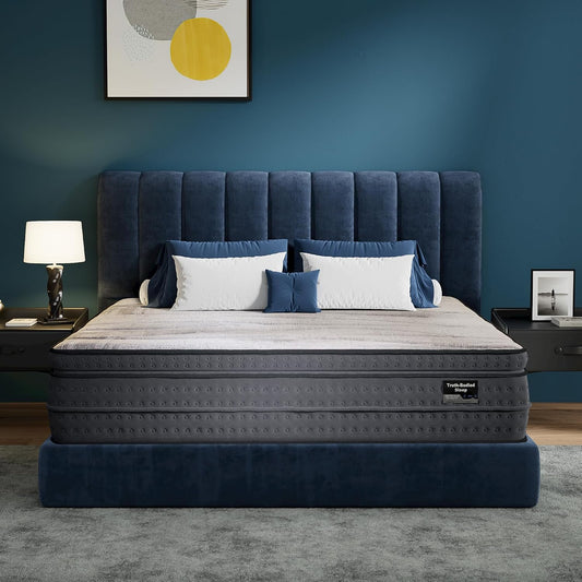 Queen Size Mattress Medium - 14 Inch Memory Foam Hybrid Mattress Strong Edge Support without Motion Transfer for Deep Sleep, Grey