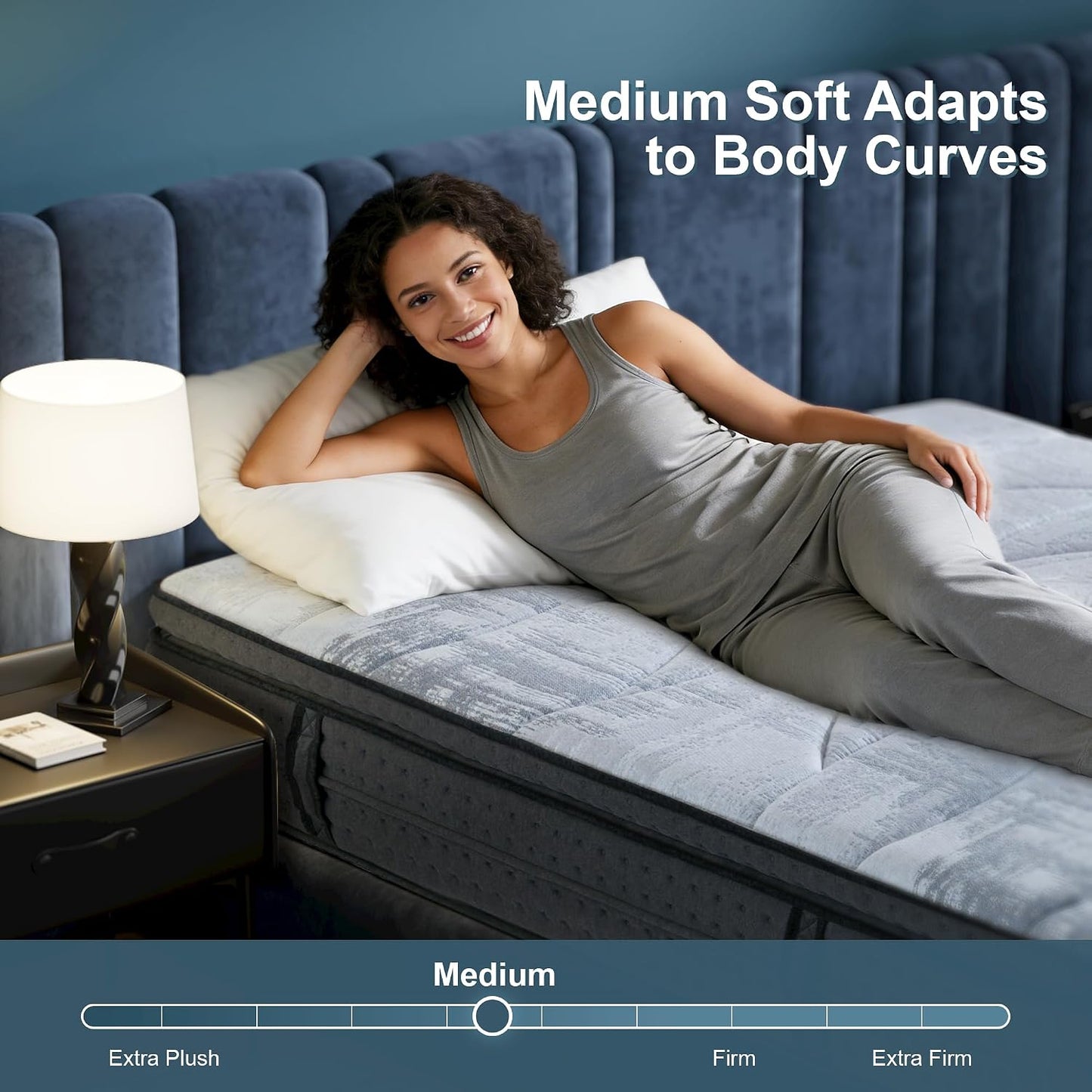 Queen Size Mattress Medium - 14 Inch Memory Foam Hybrid Mattress Strong Edge Support without Motion Transfer for Deep Sleep, Grey