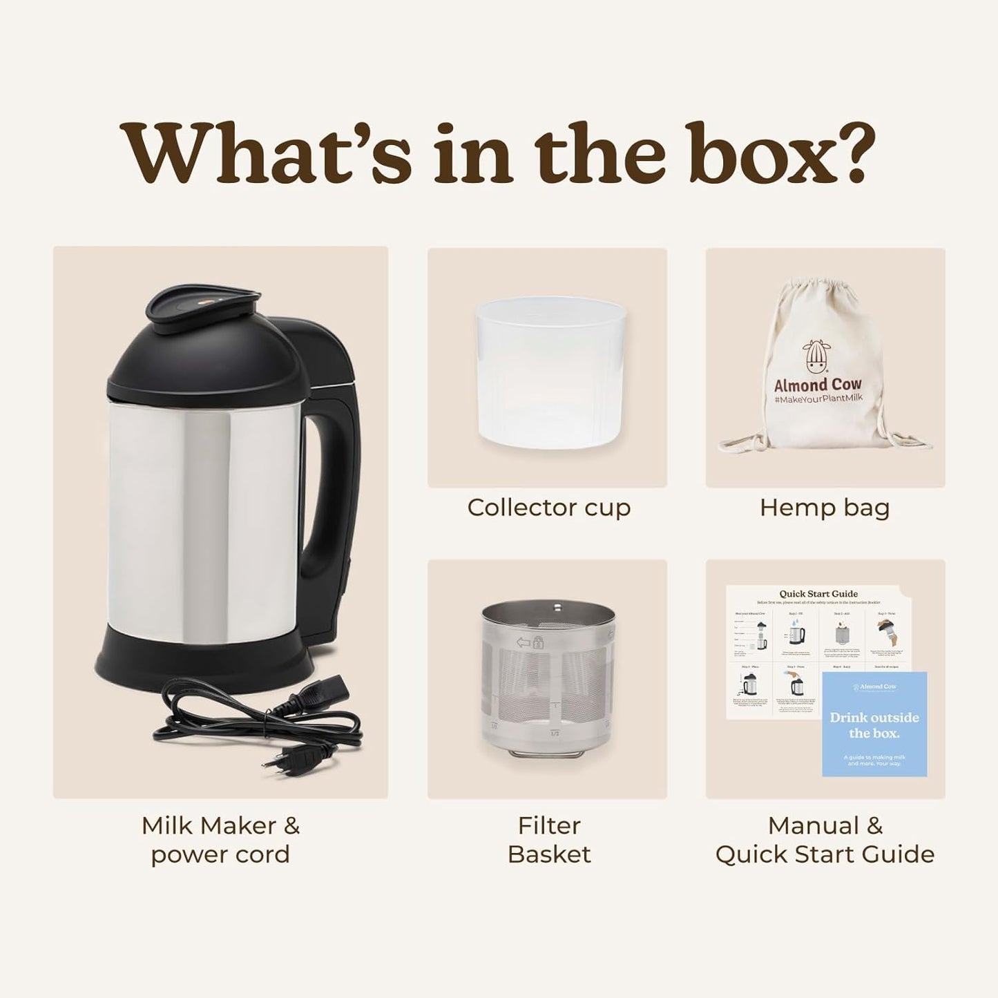Nut Milk Maker Machine, Plant Based Milk Maker for Homemade Almond, Oat, Cashew Nut Milk, Soy Milk, Dairy Free Beverages, Stainless Steel Food Machines, 5-6 Cups per Batch, 120V