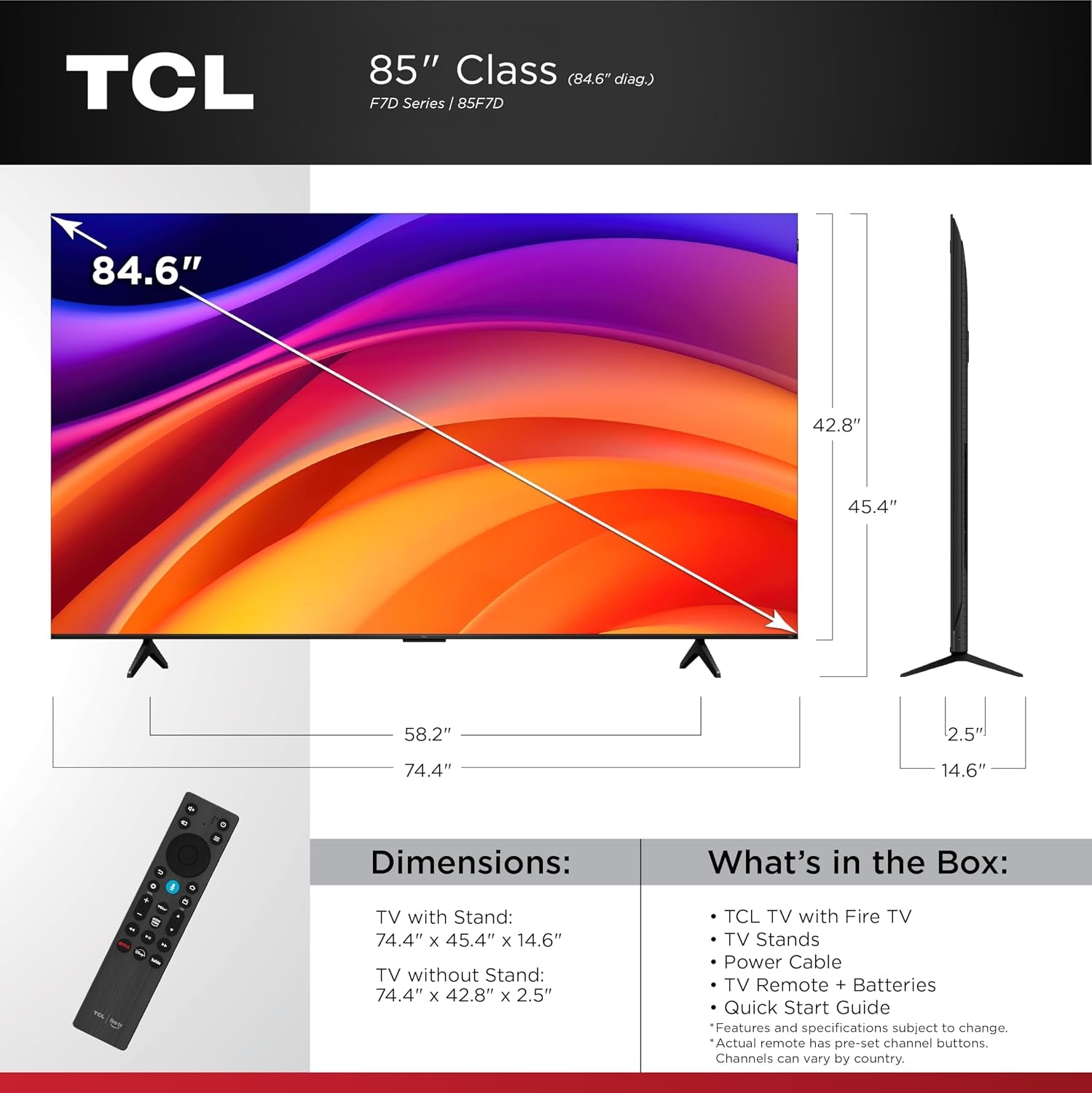 85" F7D Class 4K UHD HDR QLED Smart TV with Fire TV – 85F7D