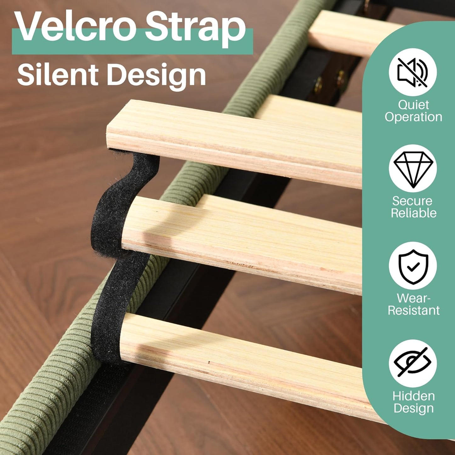 Upholstered Bed Frame with Velvet Upholstered Headboard, No Springs, Easy to Assemble, Strong Wooden Slats, Non-Slip and No Noise (Turtle, King (U.S. Standard))