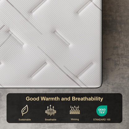 14 Inch Hybrid Mattress - King Size Mattress Medium Firm with Memory Foam, Individual Pocket Springs for Motion Isolation, Enhanced Edge Support, White