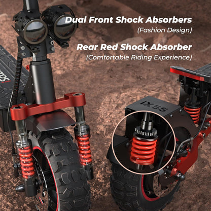Electric Scooter for Adults, 1000W Rear Motor, up to 45 Km/H, 35–50 Km Range, Off-Road Pneumatic Tires, Dual Suspension, Disc Brakes, Foldable Commuter E-Scooter