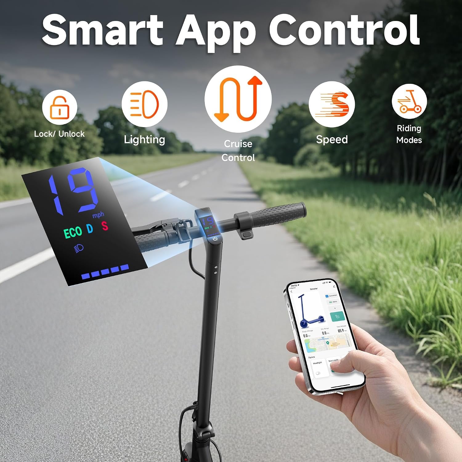 Electric Scooter for Adults with Seat, 350W Motor, 34 KM/H Max Range, 19Mph Top Speed, Foldable Commuter E Scooter for Adults and Teens