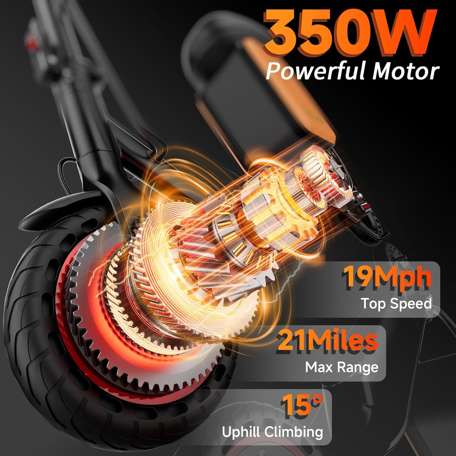 Electric Scooter for Adults with Seat, 350W Motor, 34 KM/H Max Range, 19Mph Top Speed, Foldable Commuter E Scooter for Adults and Teens