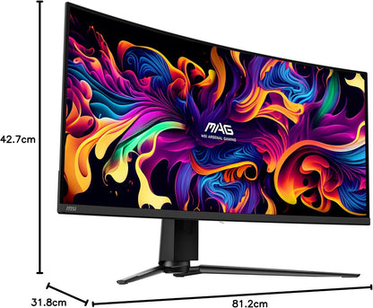 MAG341CQP QD-OLED, 34 Curved Gaming Monitor, 3440 X 1440 (UWQHD), OLED 0.03Ms Response Time, 175Hz, True Black HDR 400, HDMI, DP Port, USB Type C, Tilt, Height