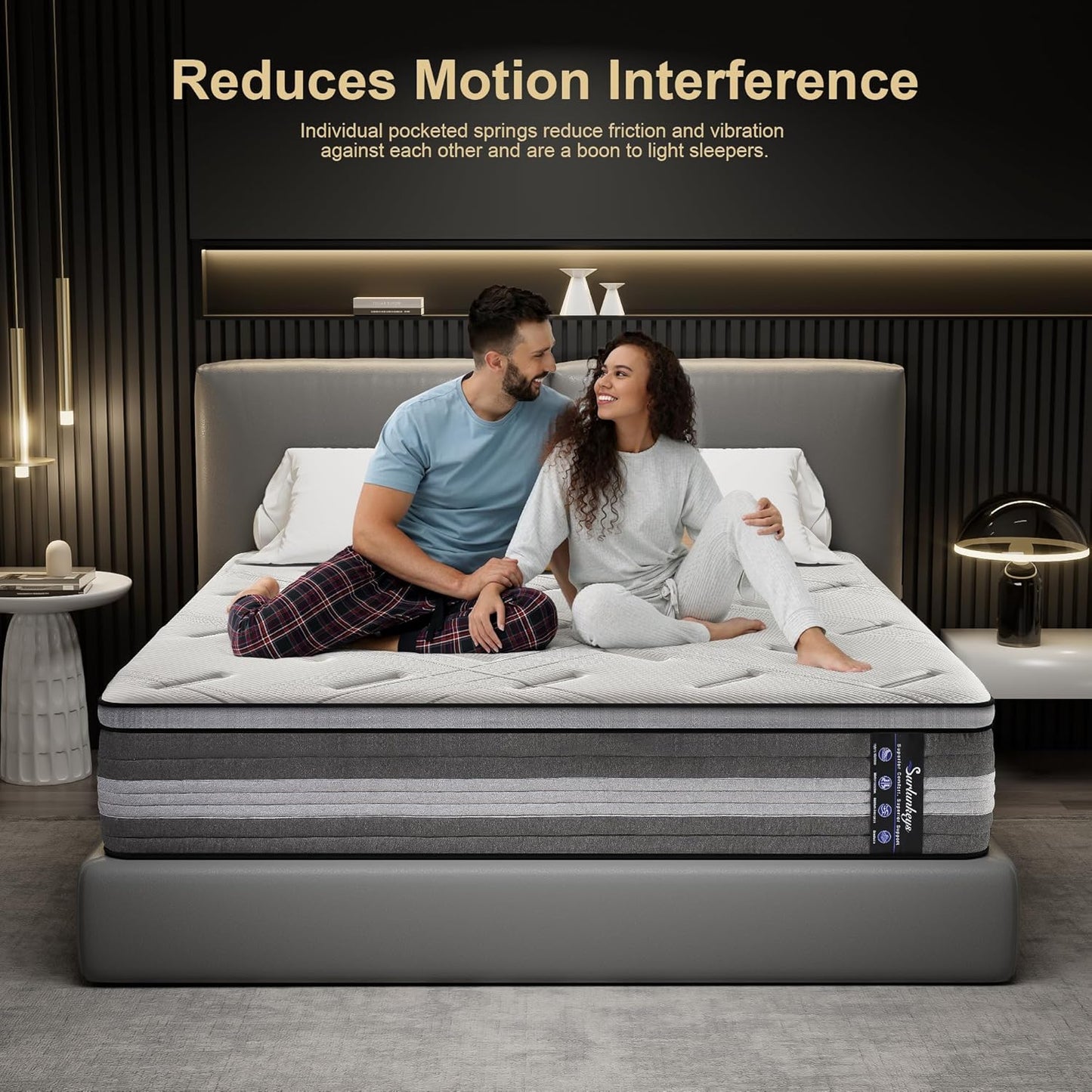 14 Inch Hybrid Mattress - King Size Mattress Medium Firm with Memory Foam, Individual Pocket Springs for Motion Isolation, Enhanced Edge Support, White