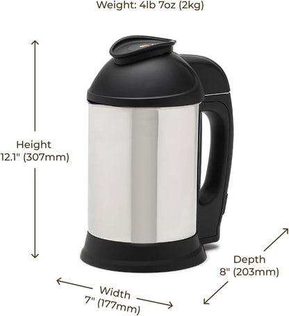 Nut Milk Maker Machine, Plant Based Milk Maker for Homemade Almond, Oat, Cashew Nut Milk, Soy Milk, Dairy Free Beverages, Stainless Steel Food Machines, 5-6 Cups per Batch, 120V