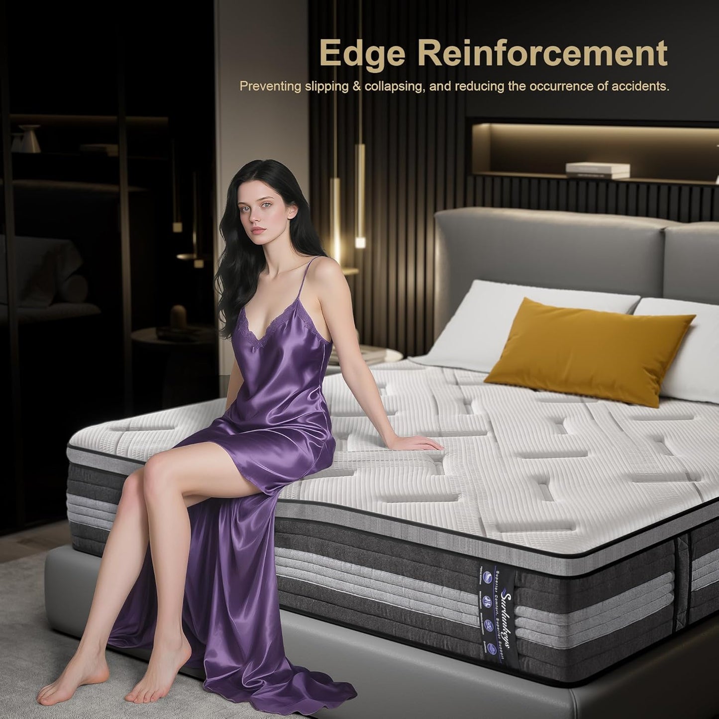 14 Inch Hybrid Mattress - King Size Mattress Medium Firm with Memory Foam, Individual Pocket Springs for Motion Isolation, Enhanced Edge Support, White