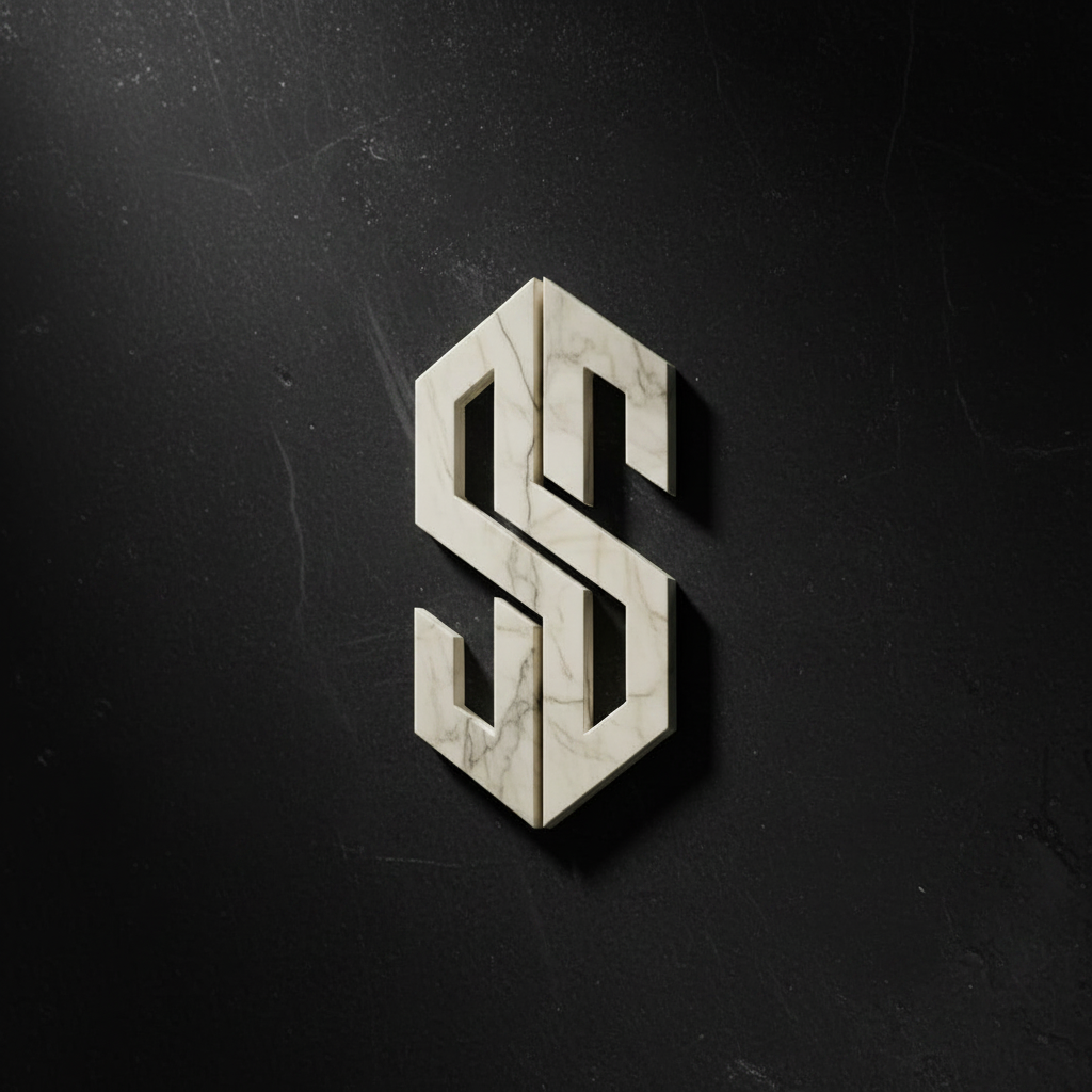 SS Monogram - Marble on Obsidian